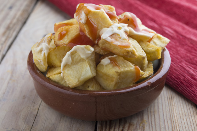 Typical Spanish (tapa of Patatas bravas)